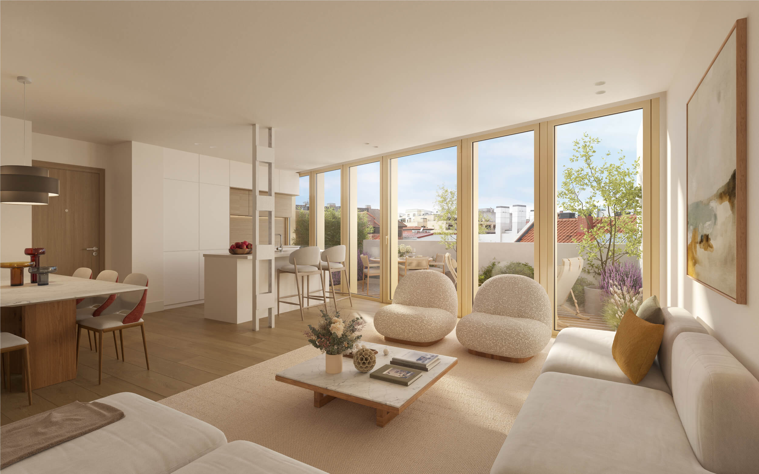 Render Iconico Salón Ático